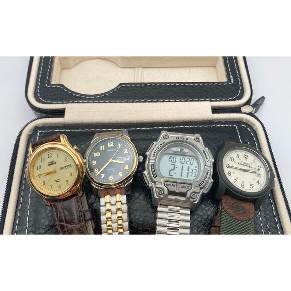 Mens Timex Watch Lot Bundle w Case - New Batteries Expedition Ironman Triathlon - Picture 6 of 14